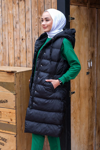 Uygun Fiyatlı KAPSONLU SISME YELEK SIYAH | Loccomoda.com 