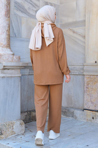 Kapüşonlu Cepli İkili Takım Taba