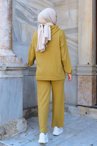 Kapüşonlu Cepli İkili Takım Yağ Yeşil