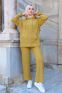 Kapüşonlu Cepli İkili Takım Yağ Yeşil