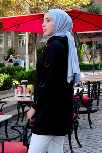 Kapüşonlu Cepli Sweat Siyah