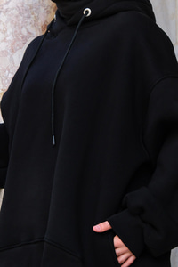 Kapüşonlu Cepli Sweat  Siyah