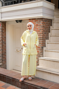 Kapüşonlu Fermuarlı Takım Sarı