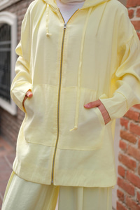 Kapüşonlu Fermuarlı Takım Sarı