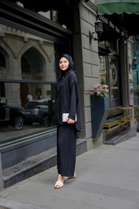 Kapüşonlu Fermuarlı Takım Siyah