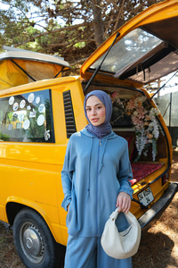 Kapüşonlu İkili Takım Açık Mavi