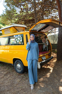 Kapüşonlu İkili Takım Açık Mavi