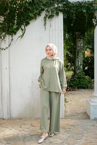 Kapüşonlu İkili Takım Açık Yeşil