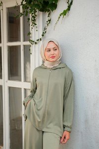 Kapüşonlu İkili Takım Açık Yeşil