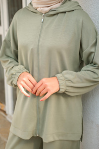 Kapüşonlu İkili Takım Açık Yeşil