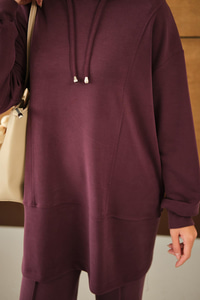 Kapüşonlu İkili Takım Bordo