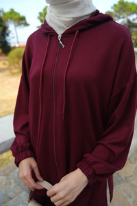 Kapüşonlu İkili Takım Bordo