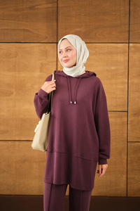 Kapüşonlu İkili Takım Bordo