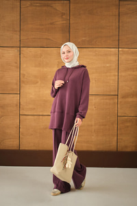 Kapüşonlu İkili Takım Bordo