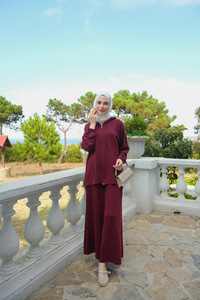 Kapüşonlu İkili Takım Bordo