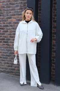 Kapüşonlu İkilİ Takım Ekru