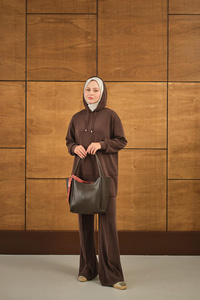 Kapüşonlu İkili Takım Kahverengi