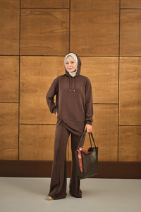 Kapüşonlu İkili Takım Kahverengi