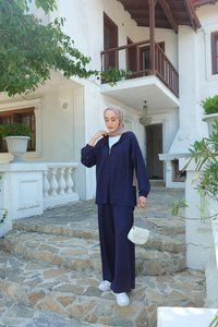 Kapüşonlu İkili Takım Lacivert