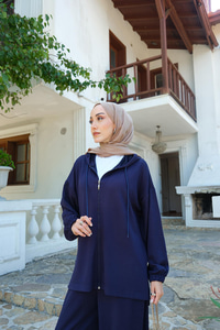 Kapüşonlu İkili Takım Lacivert