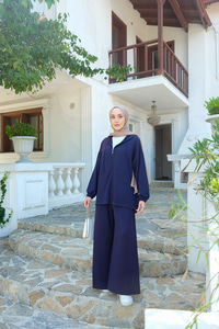 Kapüşonlu İkili Takım Lacivert