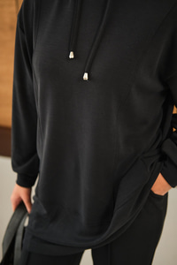 Kapüşonlu İkili Takım Siyah