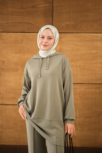 Kapüşonlu İkili Takım Yeşil