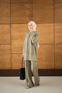 Kapüşonlu İkili Takım Yeşil