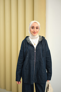 Kapüşonlu Kot Takım Lacivert