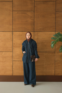 Kapüşonlu Kot Takım Lacivert