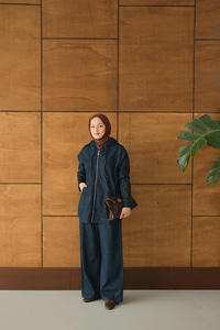 Kapüşonlu Kot Takım Lacivert