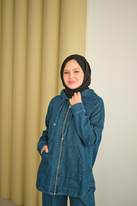 Kapüşonlu Kot Takım Mavi