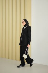 Kapüşonlu Kot Takım Siyah