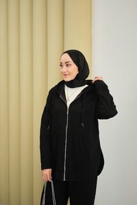 Kapüşonlu Kot Takım Siyah