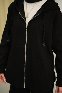 Kapüşonlu Kot Takım Siyah