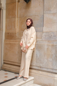 Kapüşonlu Modal Takım Krem