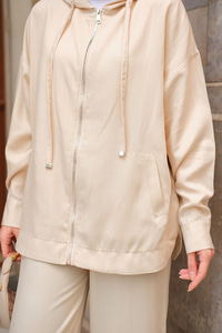 Kapüşonlu Modal Takım Krem