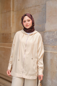 Kapüşonlu Modal Takım Krem