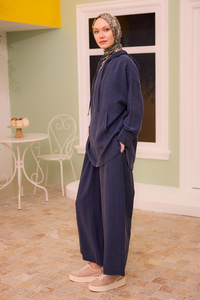 Kapüşonlu Modal Takım Lacivert