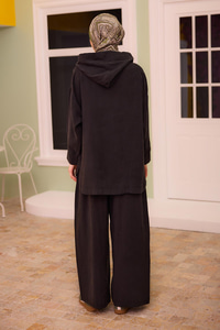 Kapüşonlu Modal Takım Siyah