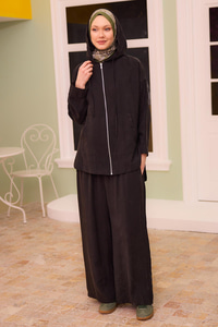 Kapüşonlu Modal Takım Siyah