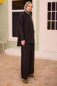 Kapüşonlu Modal Takım Siyah