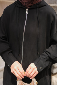 Kapüşonlu Modal Takım Siyah