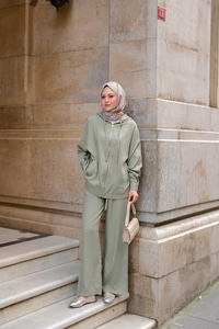 Kapüşonlu Modal Takım Yeşil