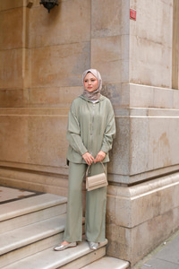 Kapüşonlu Modal Takım Yeşil