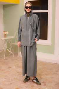 Kapüşonlu Modal Takım Yeşil