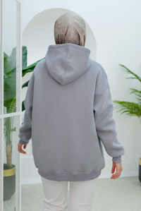 Kapüşonlu Oversize Hırka Gri