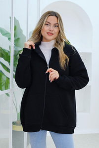 Kapüşonlu Oversize Hırka Siyah