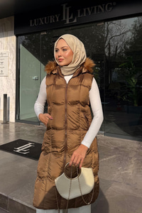 Kapüşonlu Şişme Yelek Taba