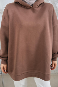 Kapüşonlu Sweat Açık Kahve